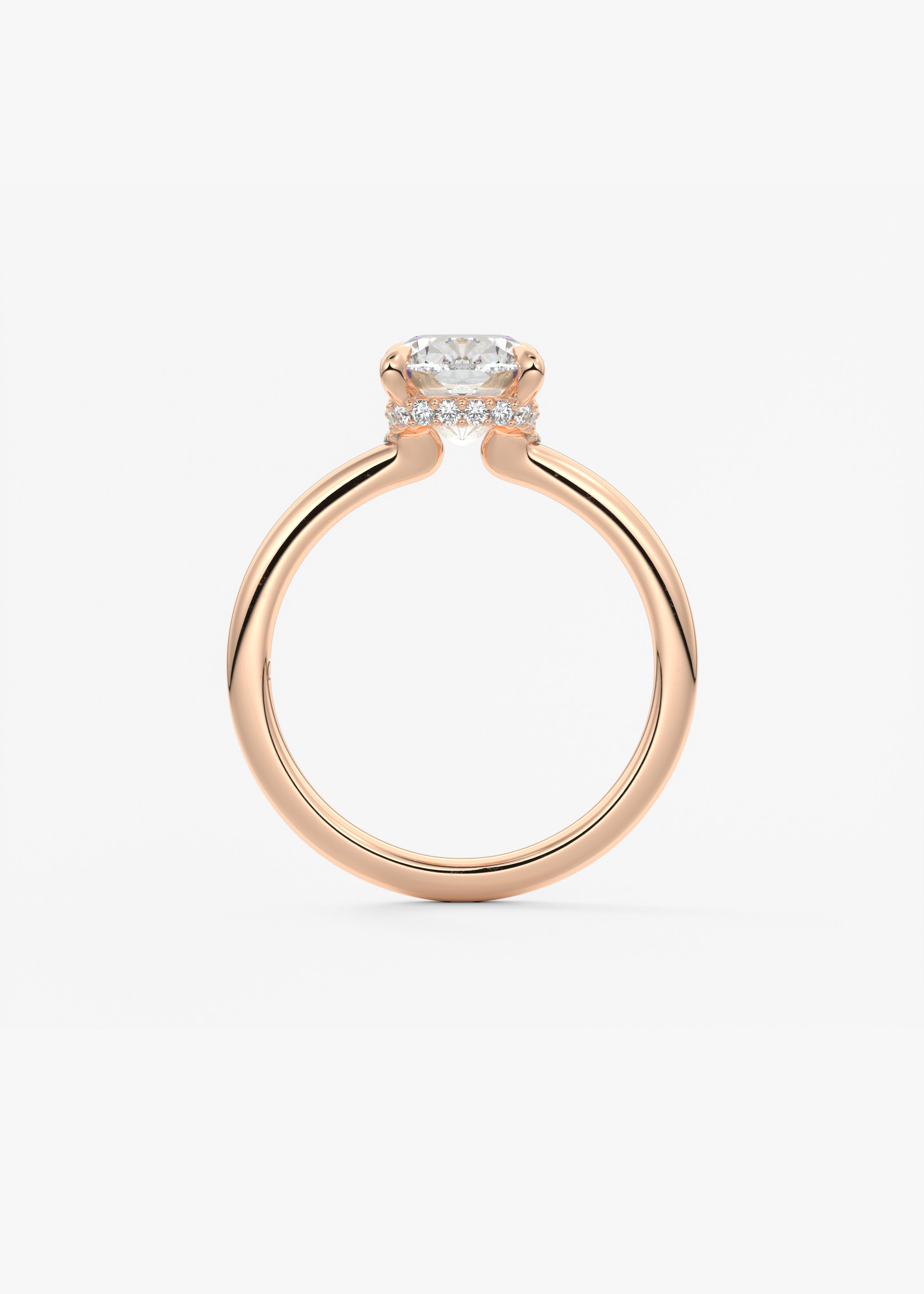 Elongated Cushion Hidden Halo Lab Grown Diamond Engagement Ring