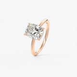 Elongated Cushion Hidden Halo Lab Grown Diamond Engagement Ring