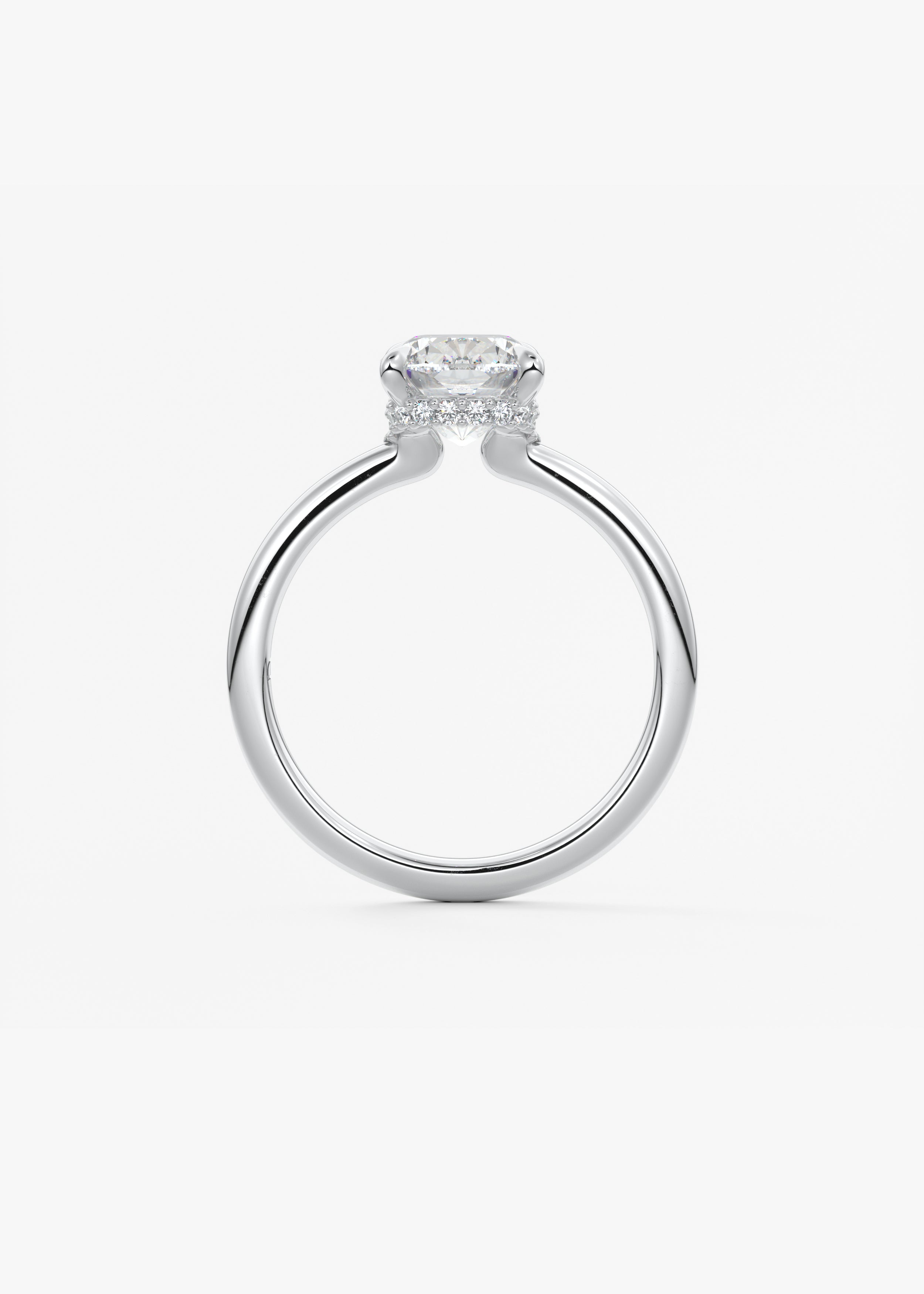 Elongated Cushion Hidden Halo Lab Grown Diamond Engagement Ring