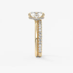 Elongated Cushion Hidden Halo Lab Grown Diamond Engagement Ring
