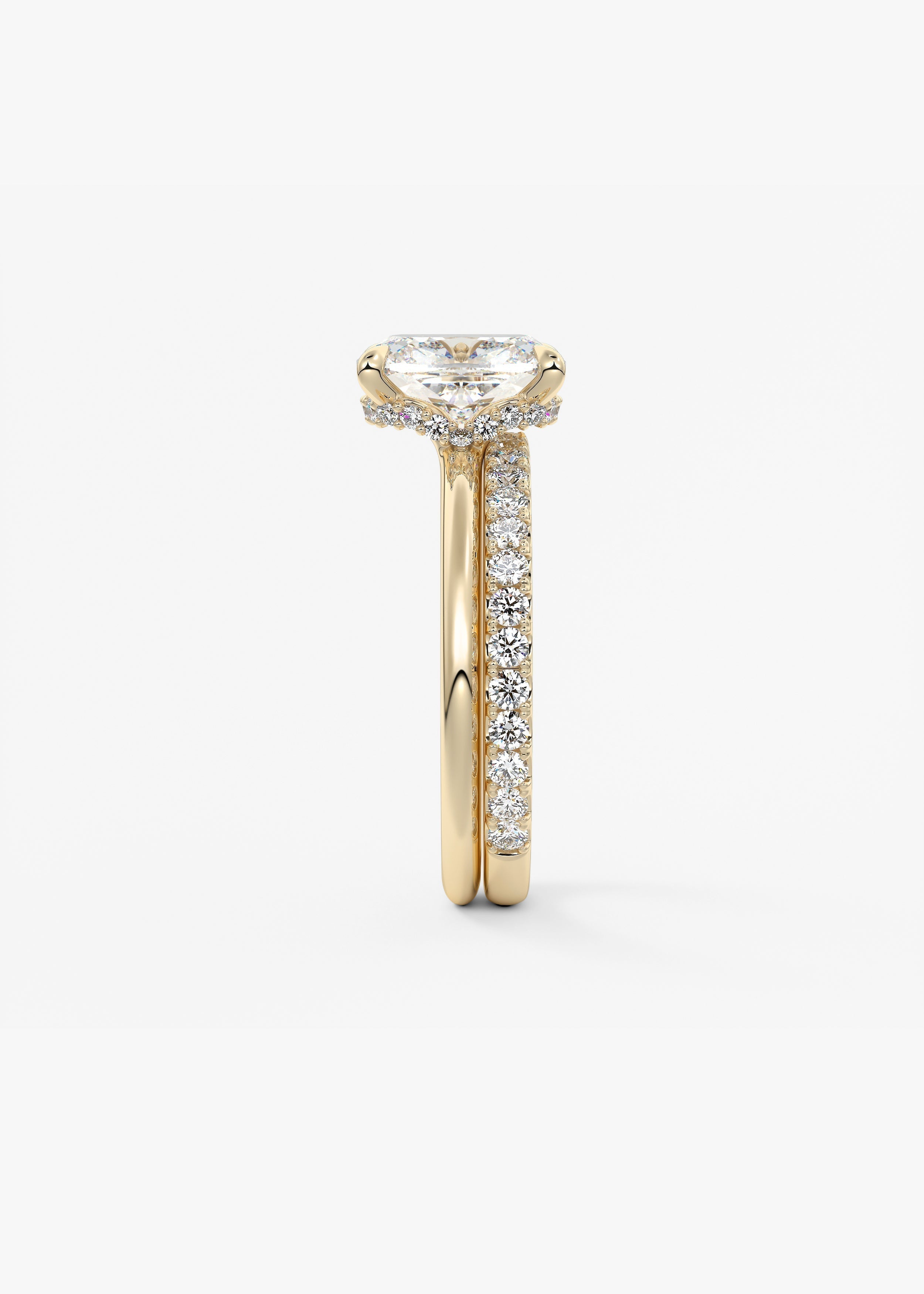Elongated Cushion Hidden Halo Lab Grown Diamond Engagement Ring