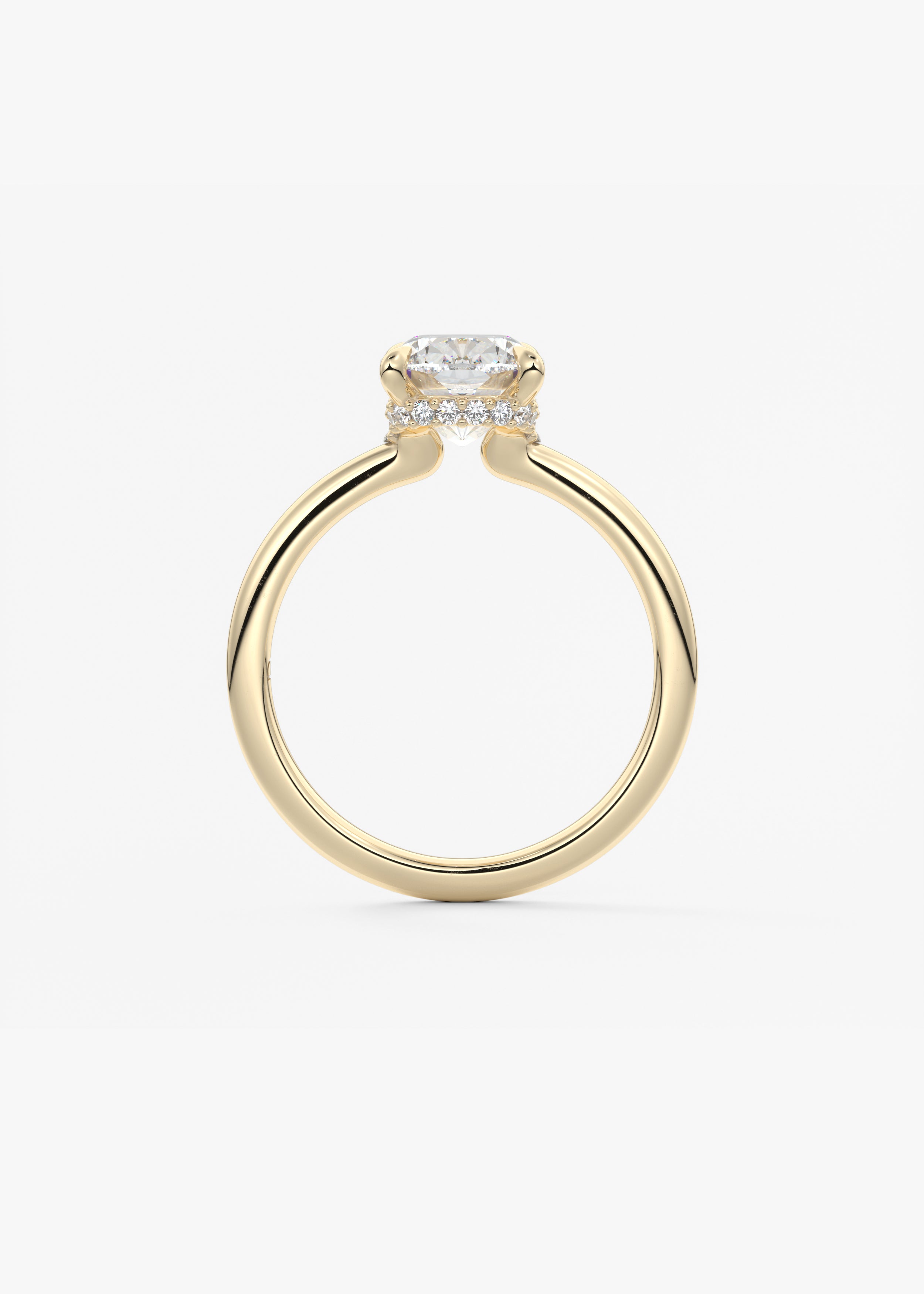 Elongated Cushion Hidden Halo Lab Grown Diamond Engagement Ring