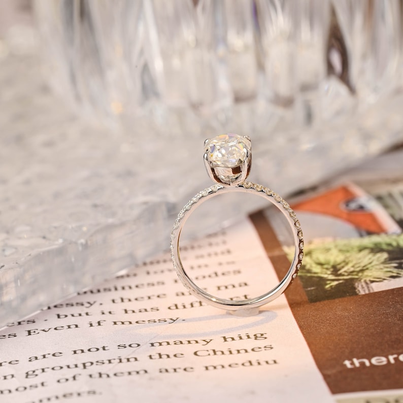 Stunning 2.5 CT Oval Moissanite Engagement Ring with Pave Design 3
