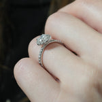 Stunning 0.50-1.50 CT Oval Moissanite Engagement Ring With Halo & Pave Design 7