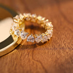 Stunning 0.7 CT Heart Moissanite Stones Full Eternity Wedding Band 4