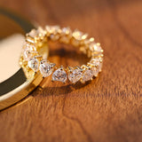 Stunning 0.7 CT Heart Moissanite Stones Full Eternity Wedding Band 4