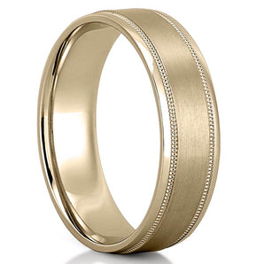 Classic Milgrain Wedding Band for Men's in Solid Gold