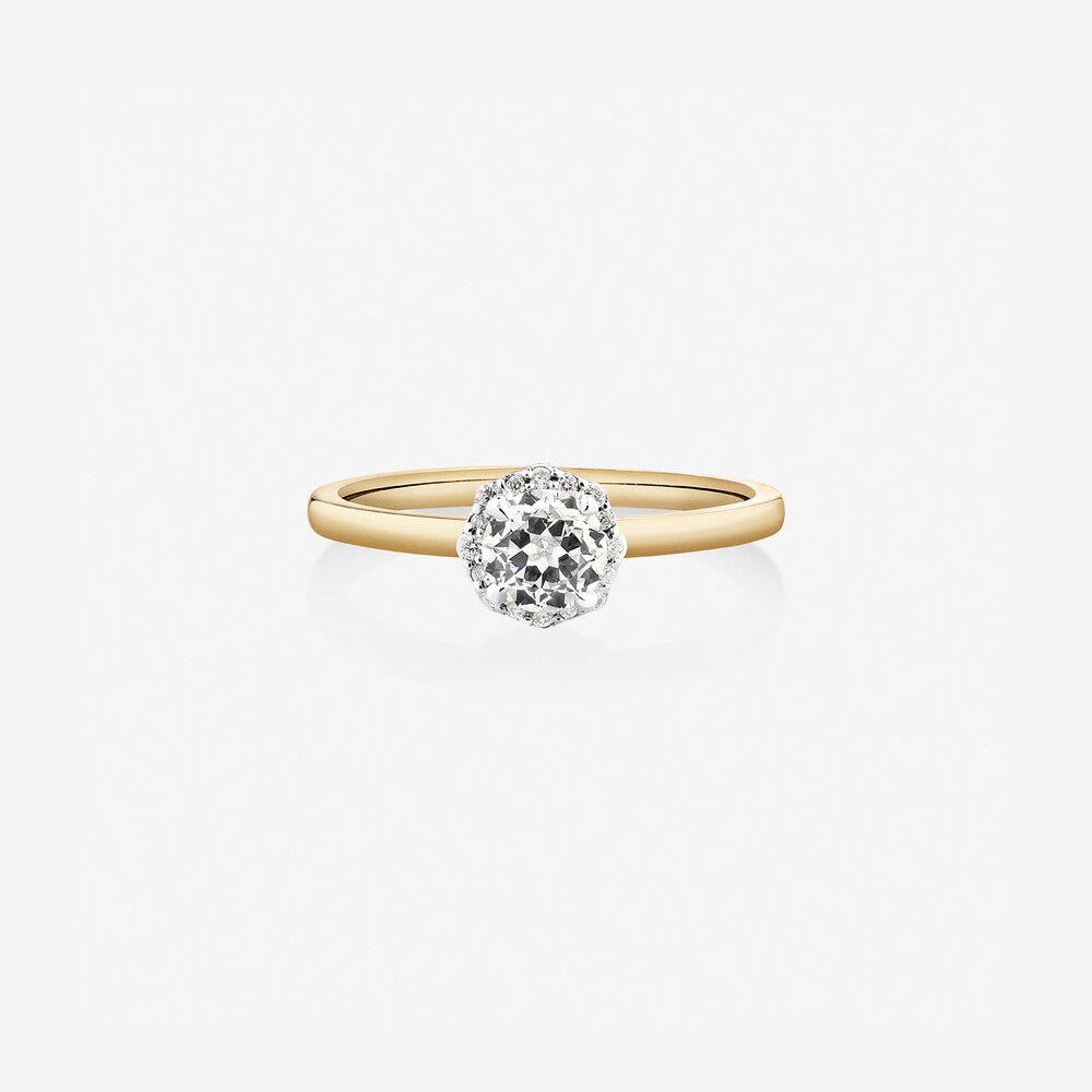 Stunning 0.5 CT Round Moissanite Engagement Ring In Halo Design 1