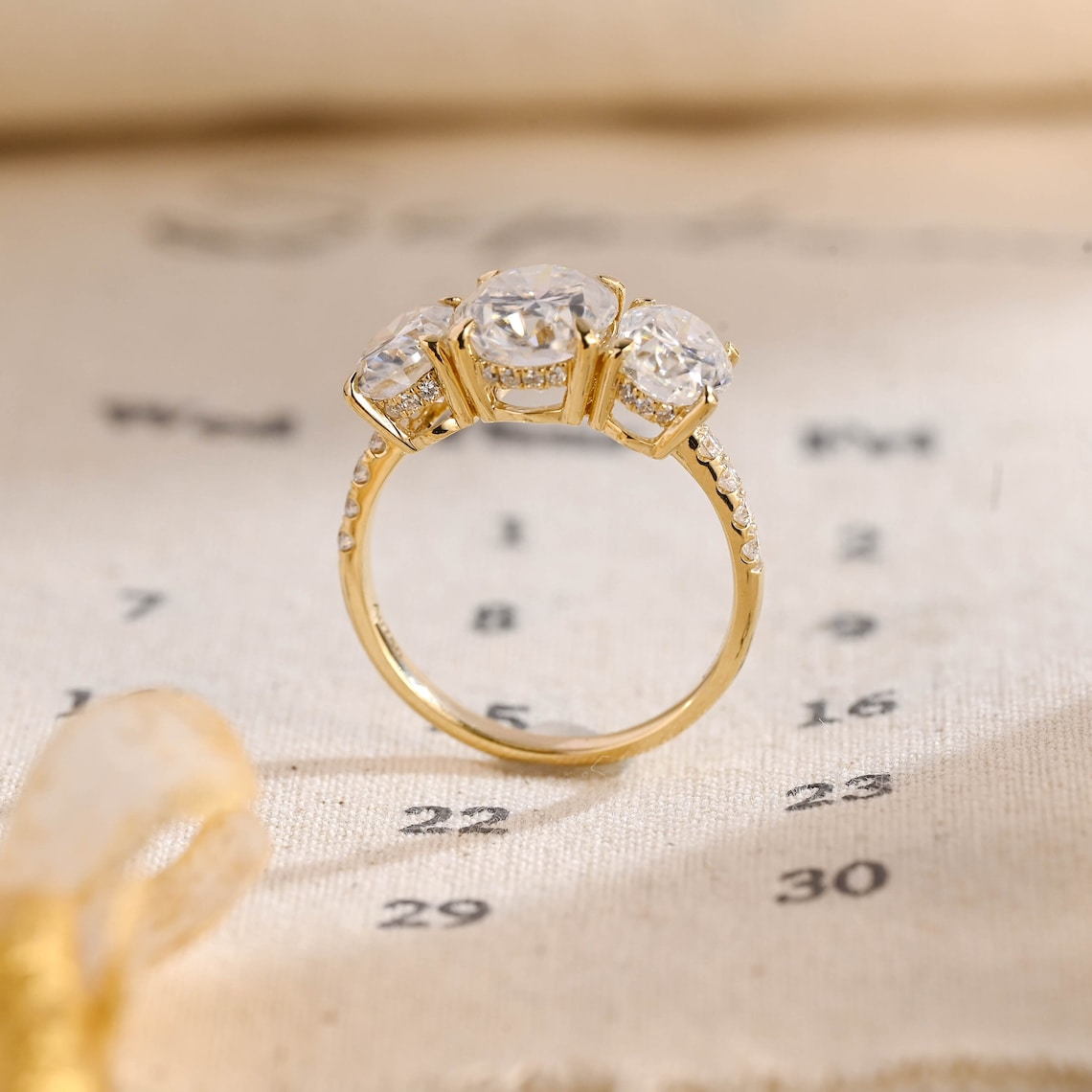 Stunning 3.0 CT Oval Moissanite Engagement Ring with 3 Stones Design 7