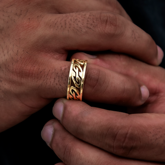 GG Logo Style Silver Men's Wedding Band 1
