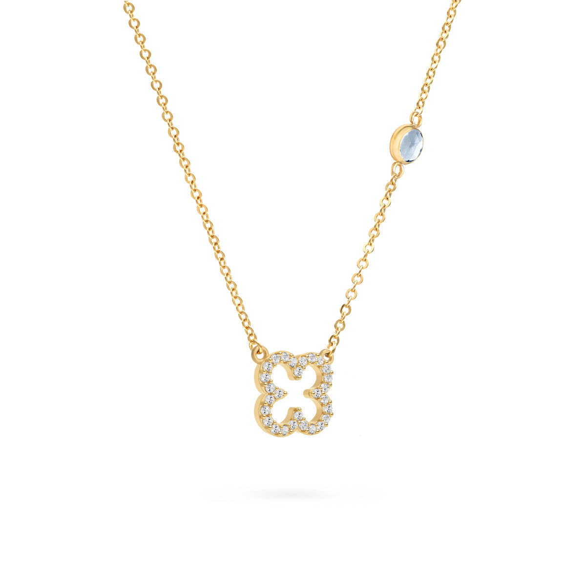 0.25 CT Round Aquamarine Lab Made Diamond- March Birthstone Necklace 4