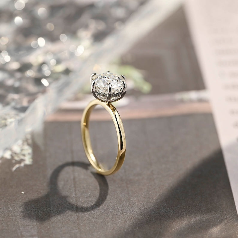 Stunning 2.5 CT Round Moissanite Engagement Ring with Hidden Halo Design 3