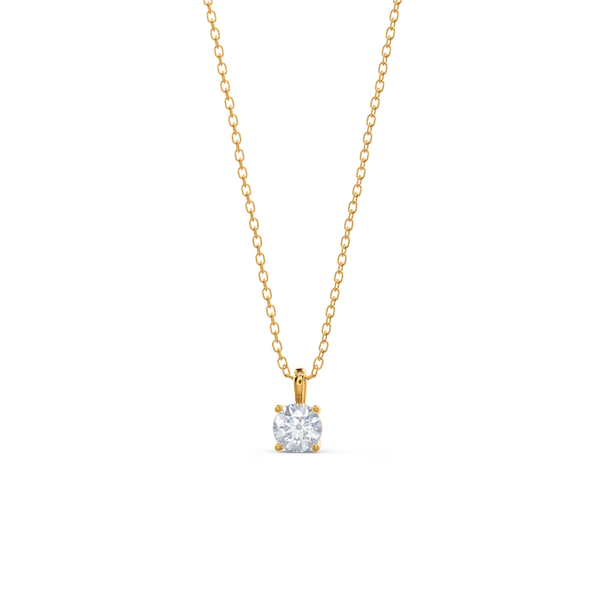 1.0 CT Round Moissanite Diamond Solitaire Necklace in Solid Gold 4