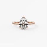 Pear Pave Cathedral Lab Grown Diamond Engagement Ring