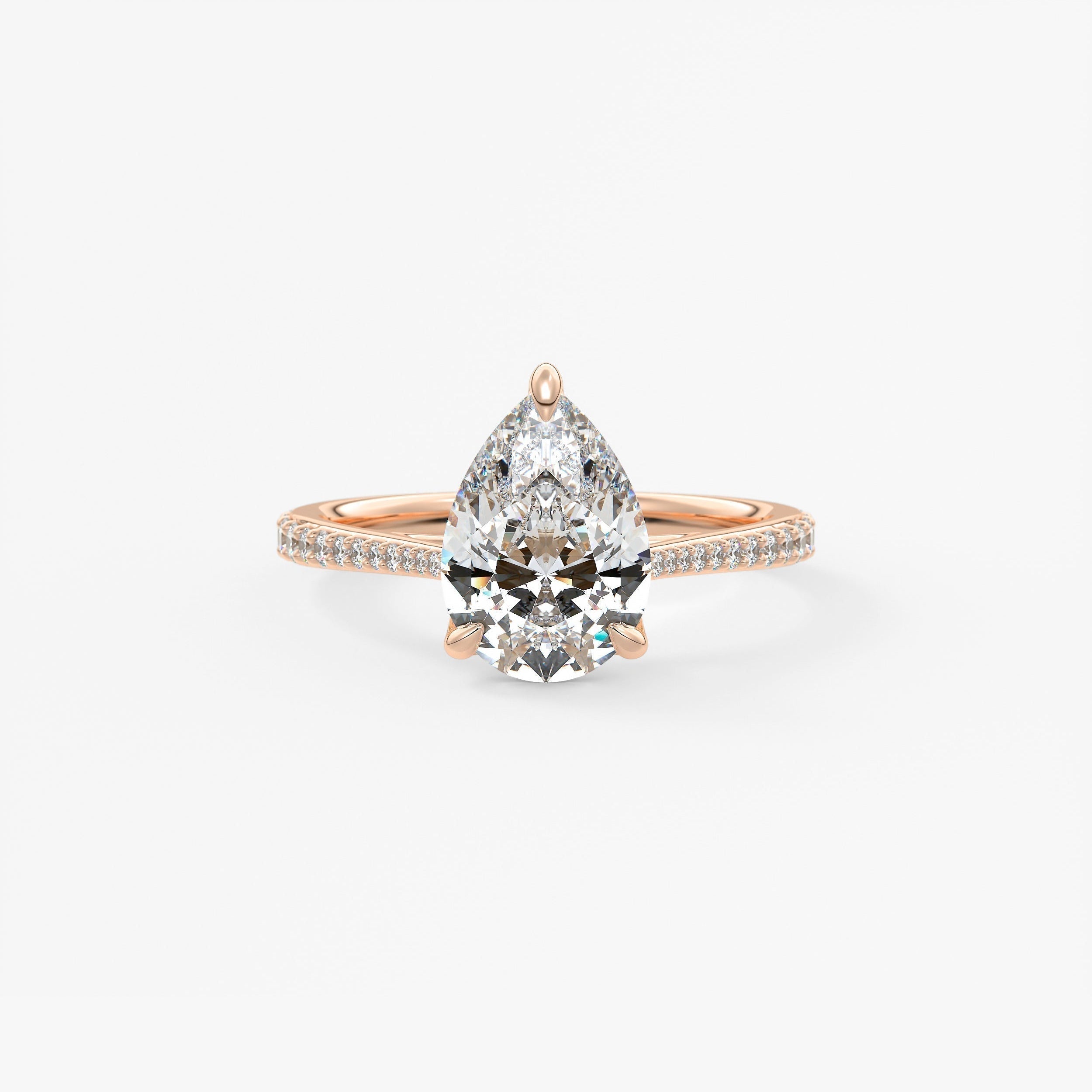Pear Pave Cathedral Lab Grown Diamond Engagement Ring