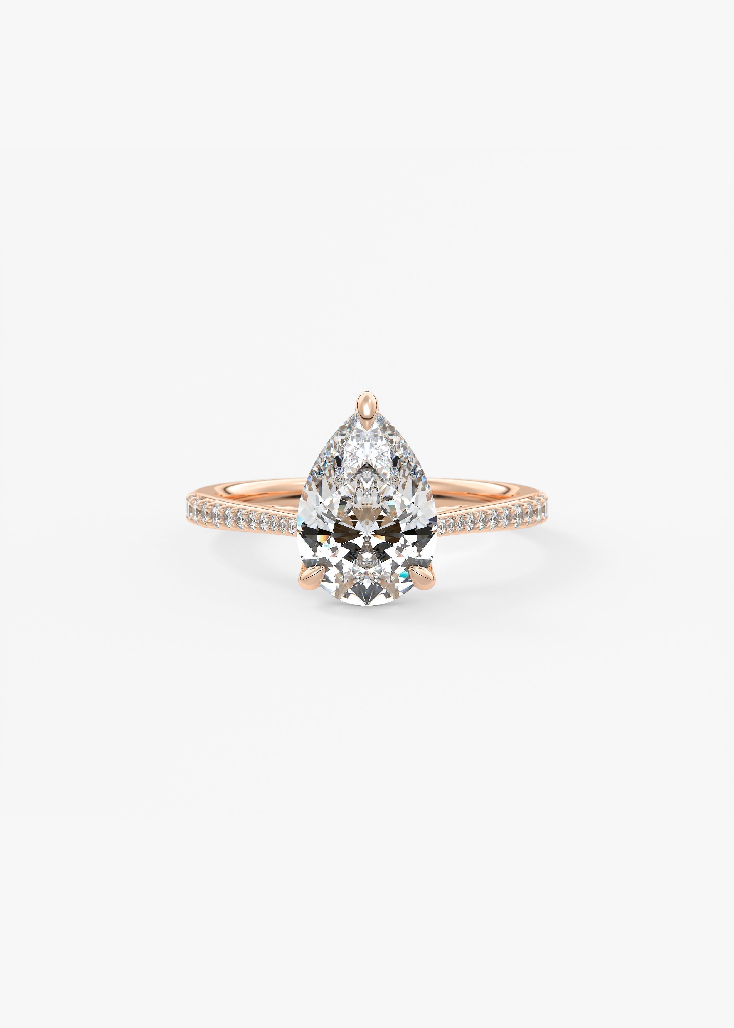 Pear Pave Cathedral Lab Grown Diamond Engagement Ring