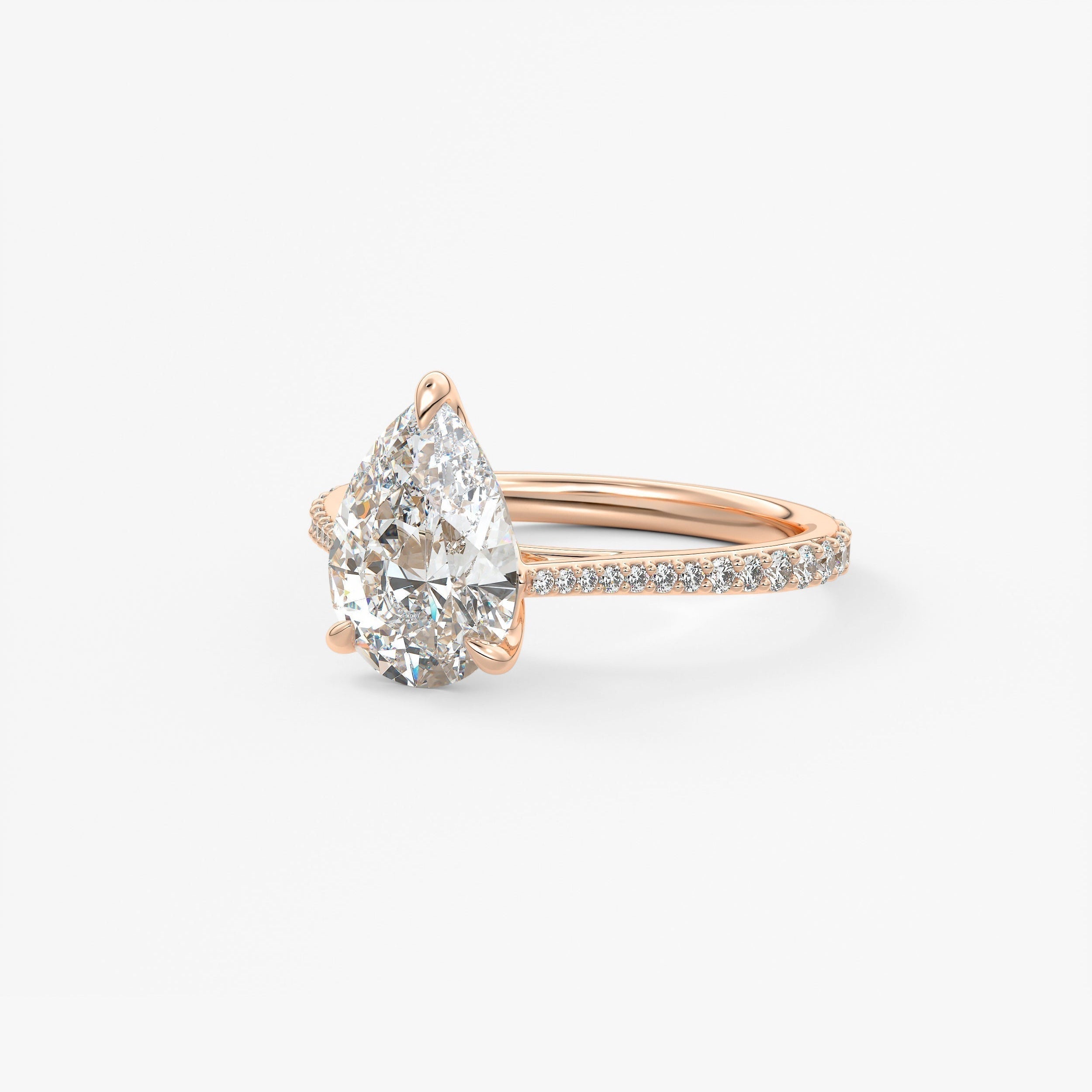 Pear Pave Cathedral Lab Grown Diamond Engagement Ring