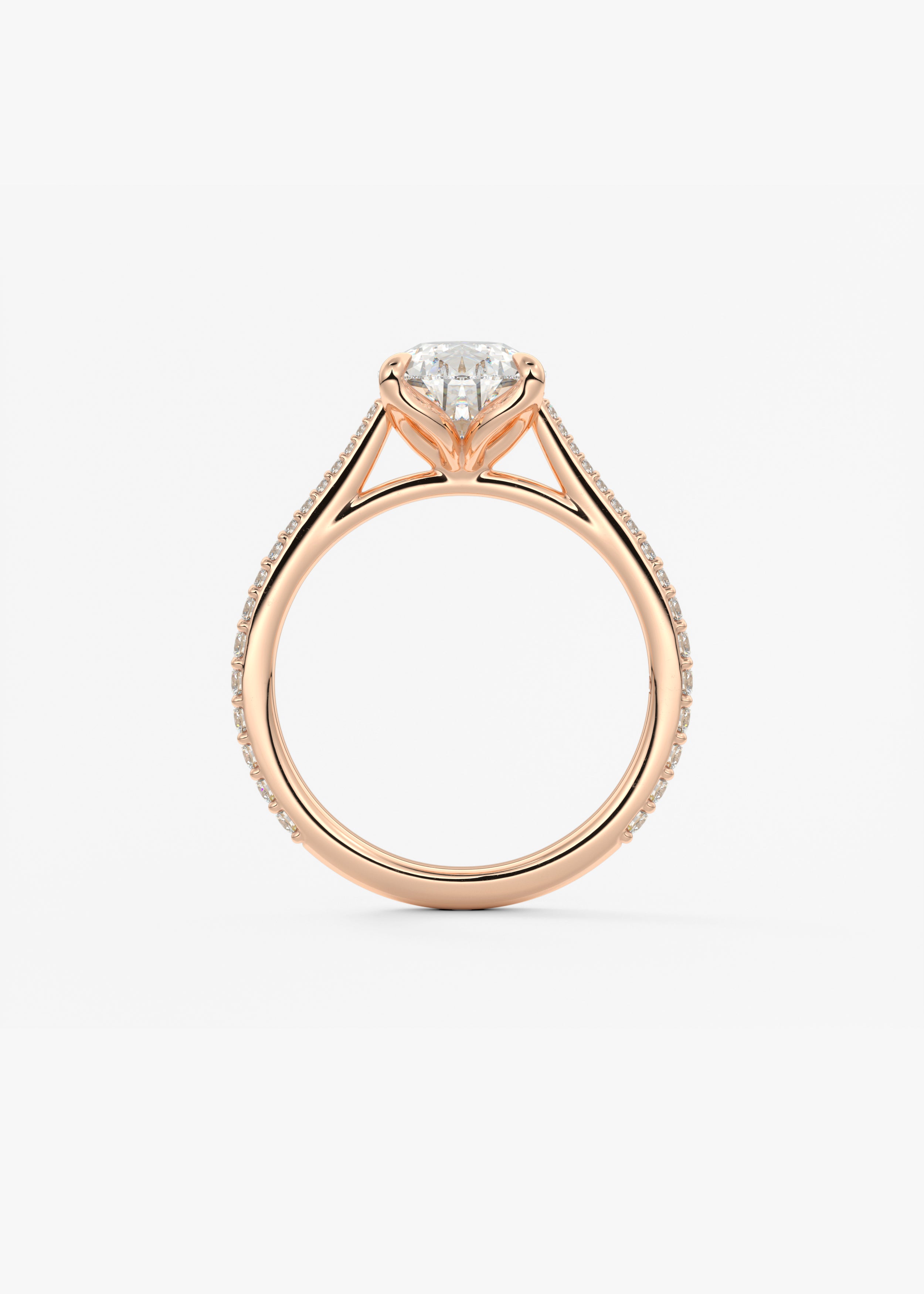 Pear Pave Cathedral Lab Grown Diamond Engagement Ring