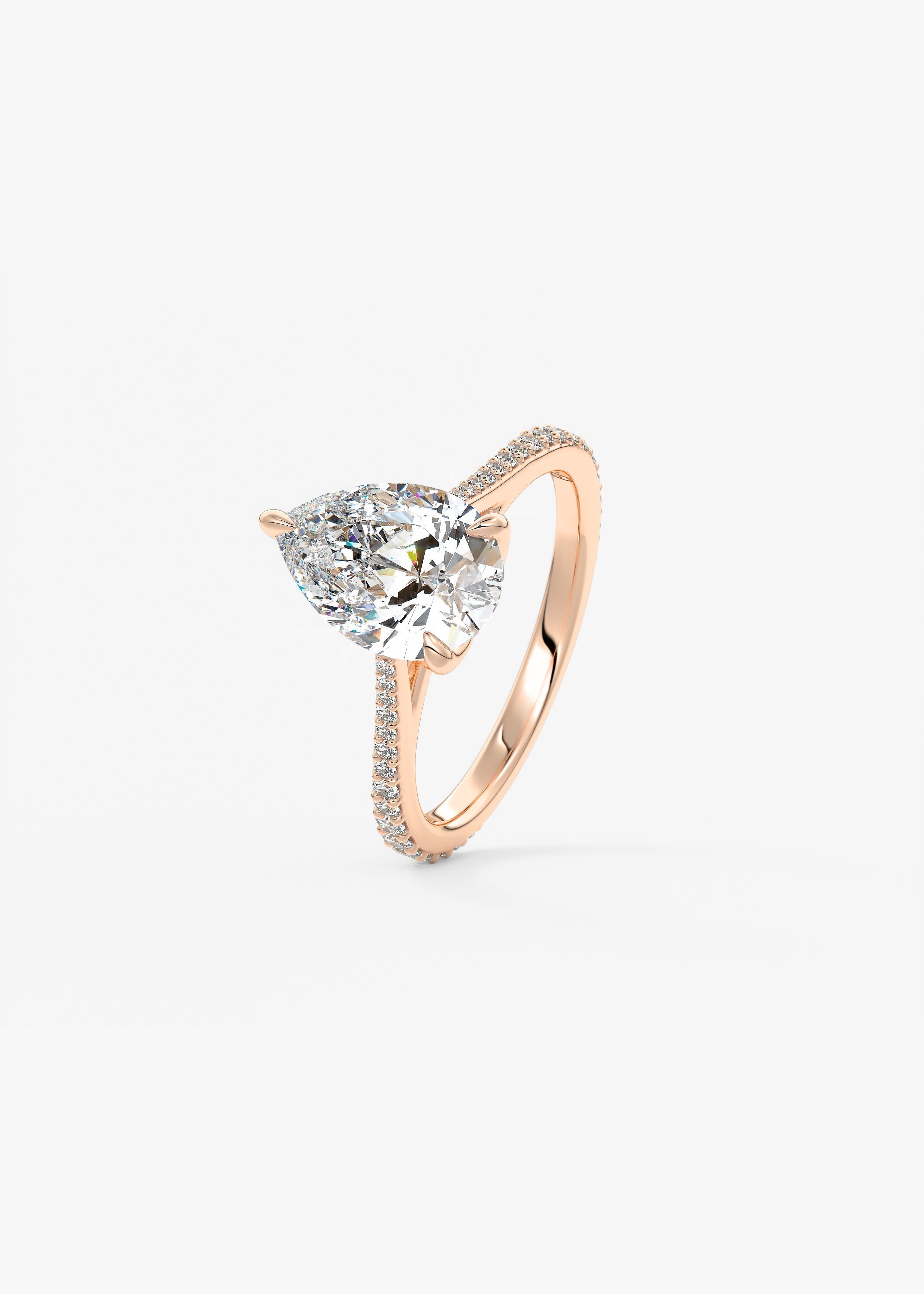 Pear Pave Cathedral Lab Grown Diamond Engagement Ring