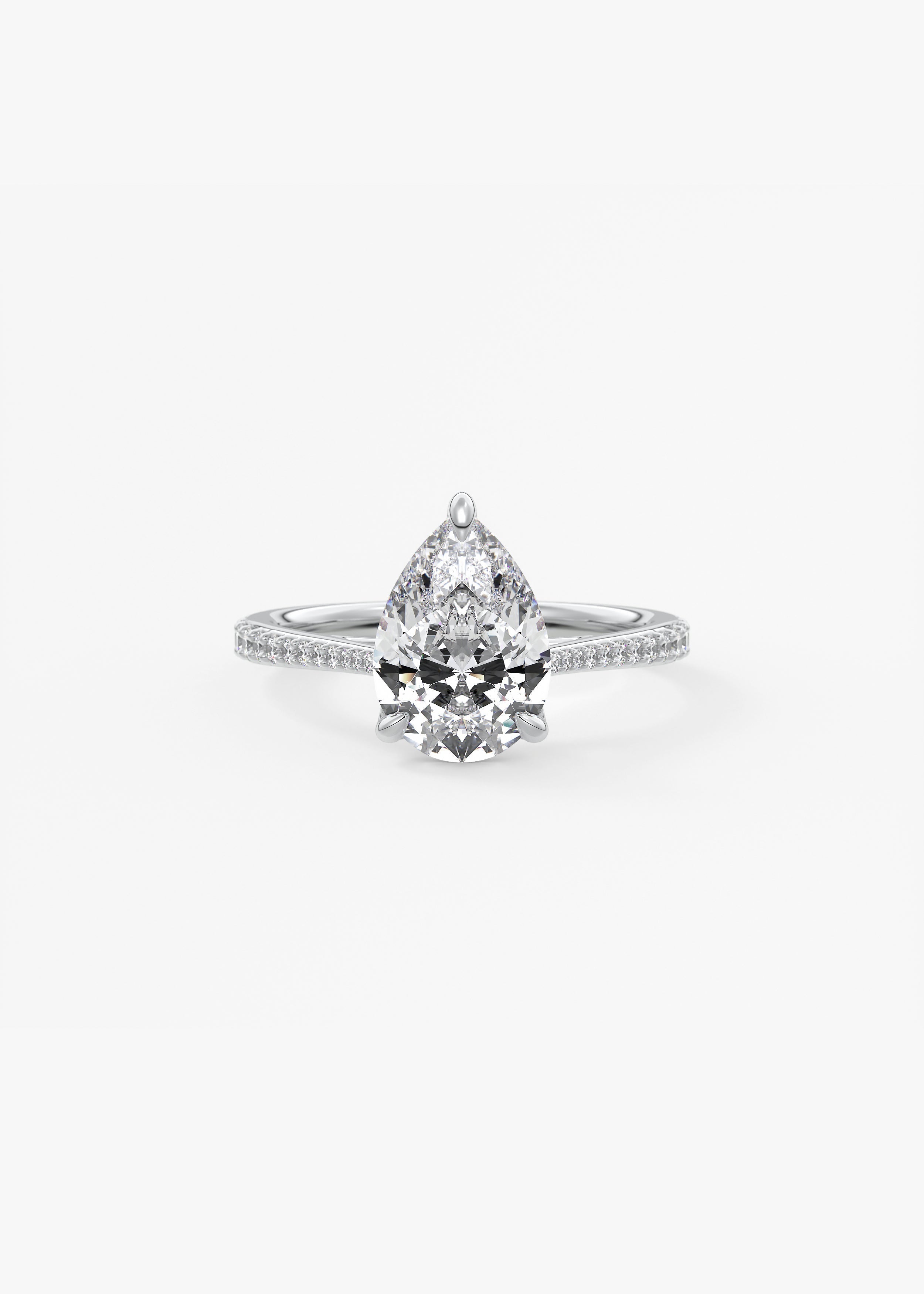 Pear Pave Cathedral Lab Grown Diamond Engagement Ring