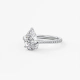 Pear Pave Cathedral Lab Grown Diamond Engagement Ring