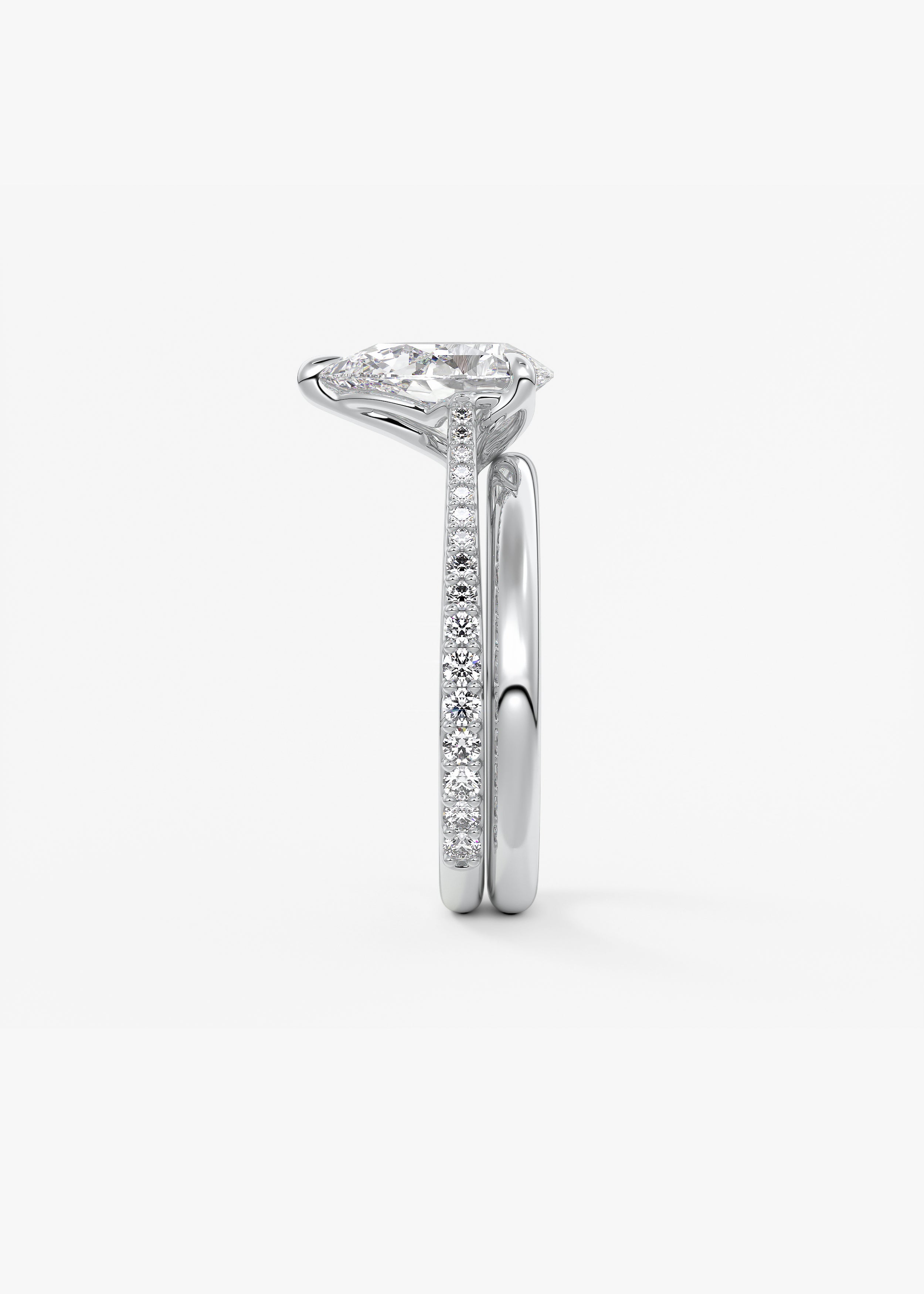 Pear Pave Cathedral Lab Grown Diamond Engagement Ring