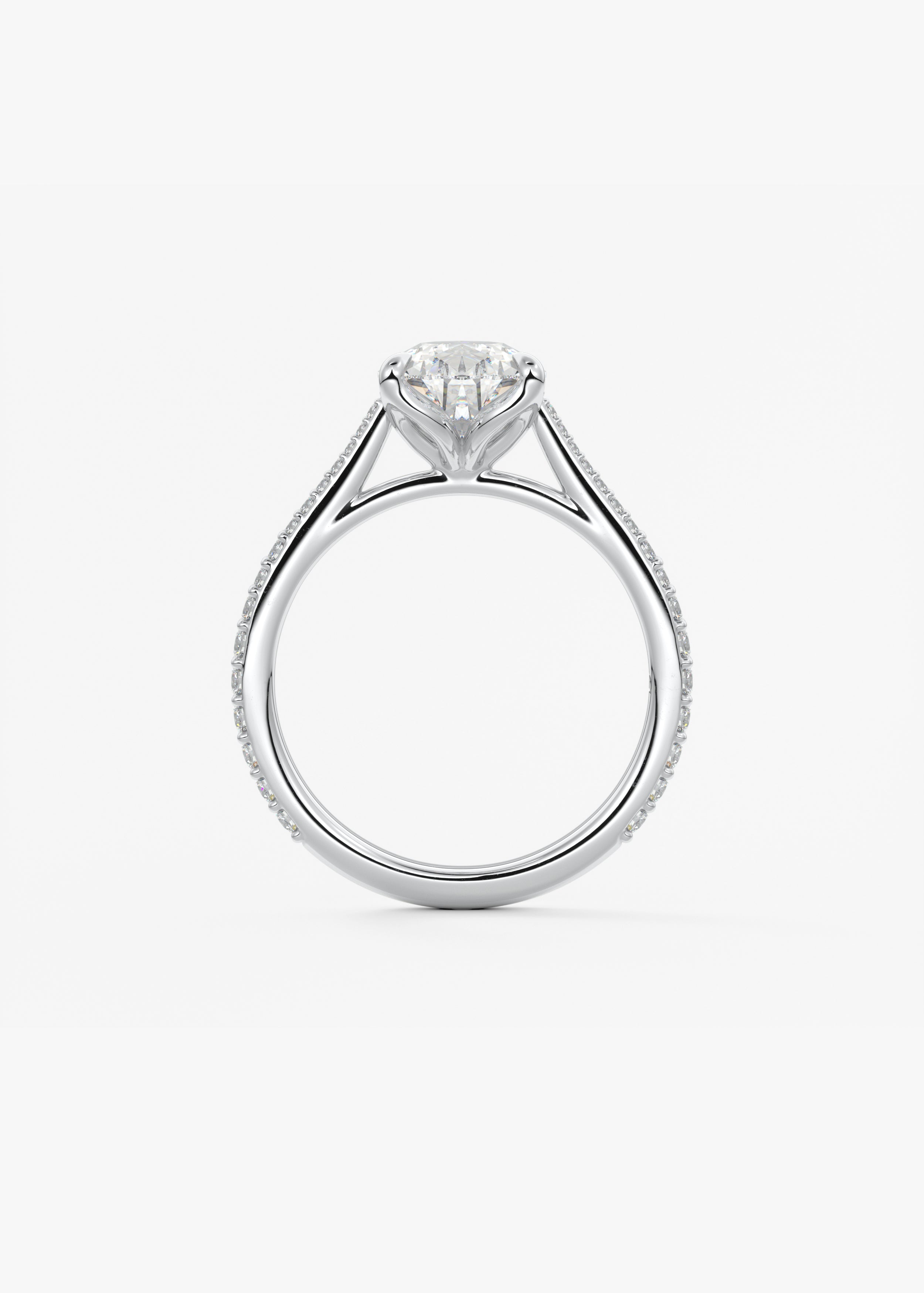Pear Pave Cathedral Lab Grown Diamond Engagement Ring