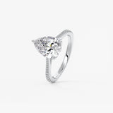 Pear Pave Cathedral Lab Grown Diamond Engagement Ring