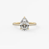 Pear Pave Cathedral Lab Grown Diamond Engagement Ring