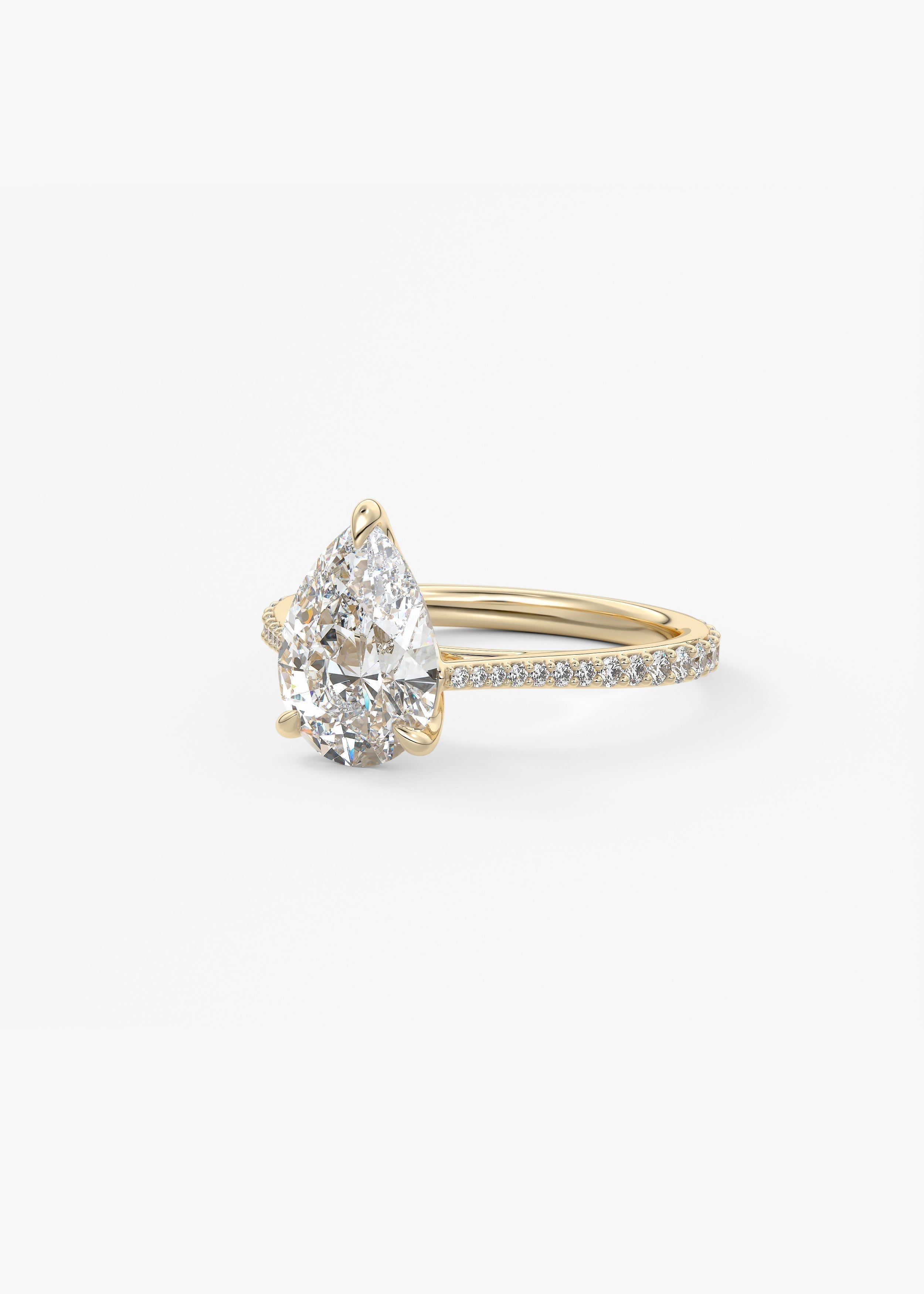 Pear Pave Cathedral Lab Grown Diamond Engagement Ring