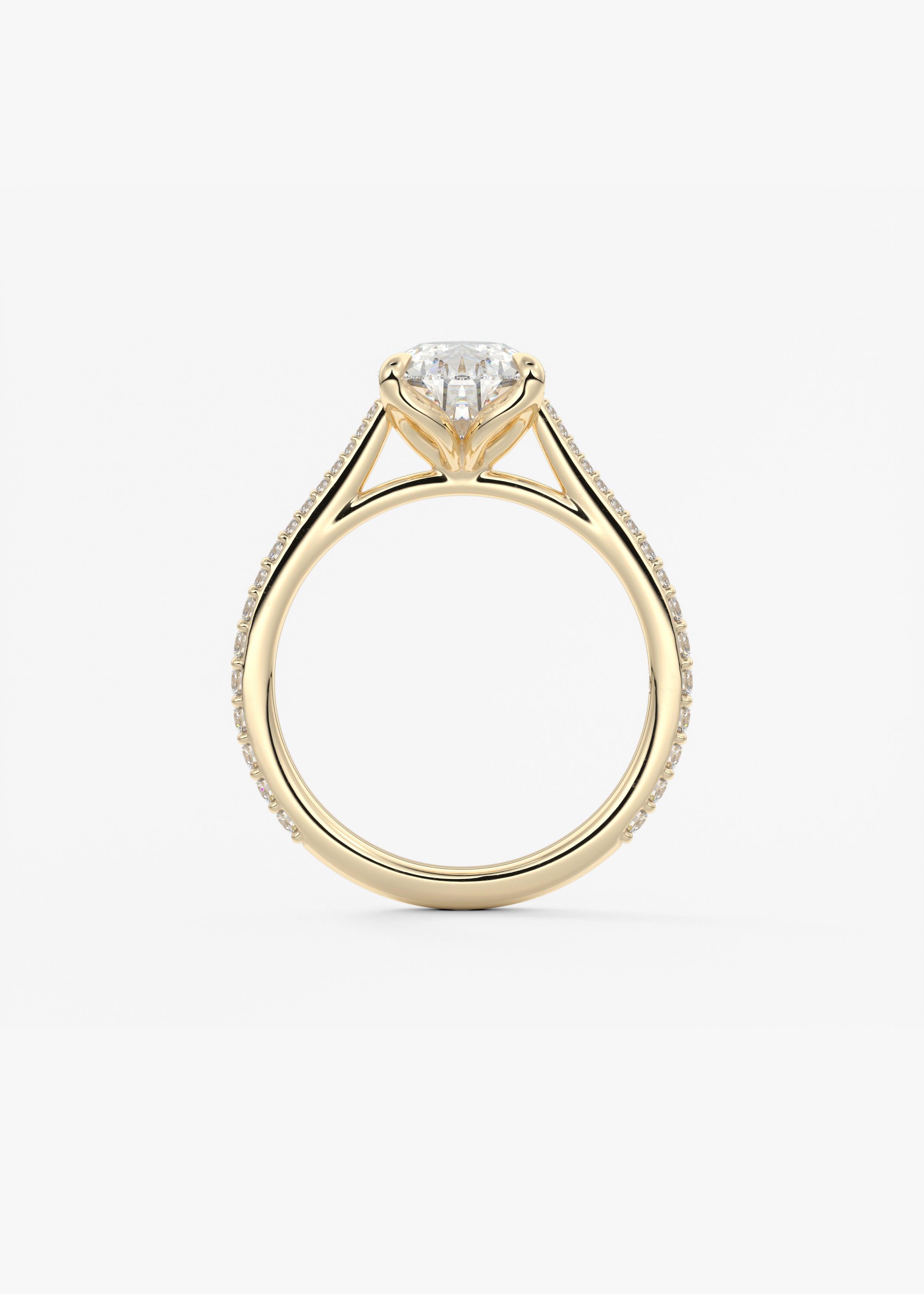 Pear Pave Cathedral Lab Grown Diamond Engagement Ring