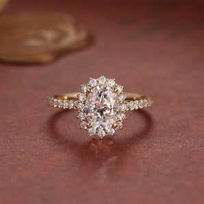 Stunning 4.5 CT Oval Moissanite Engagement Ring with Halo & Pave Design