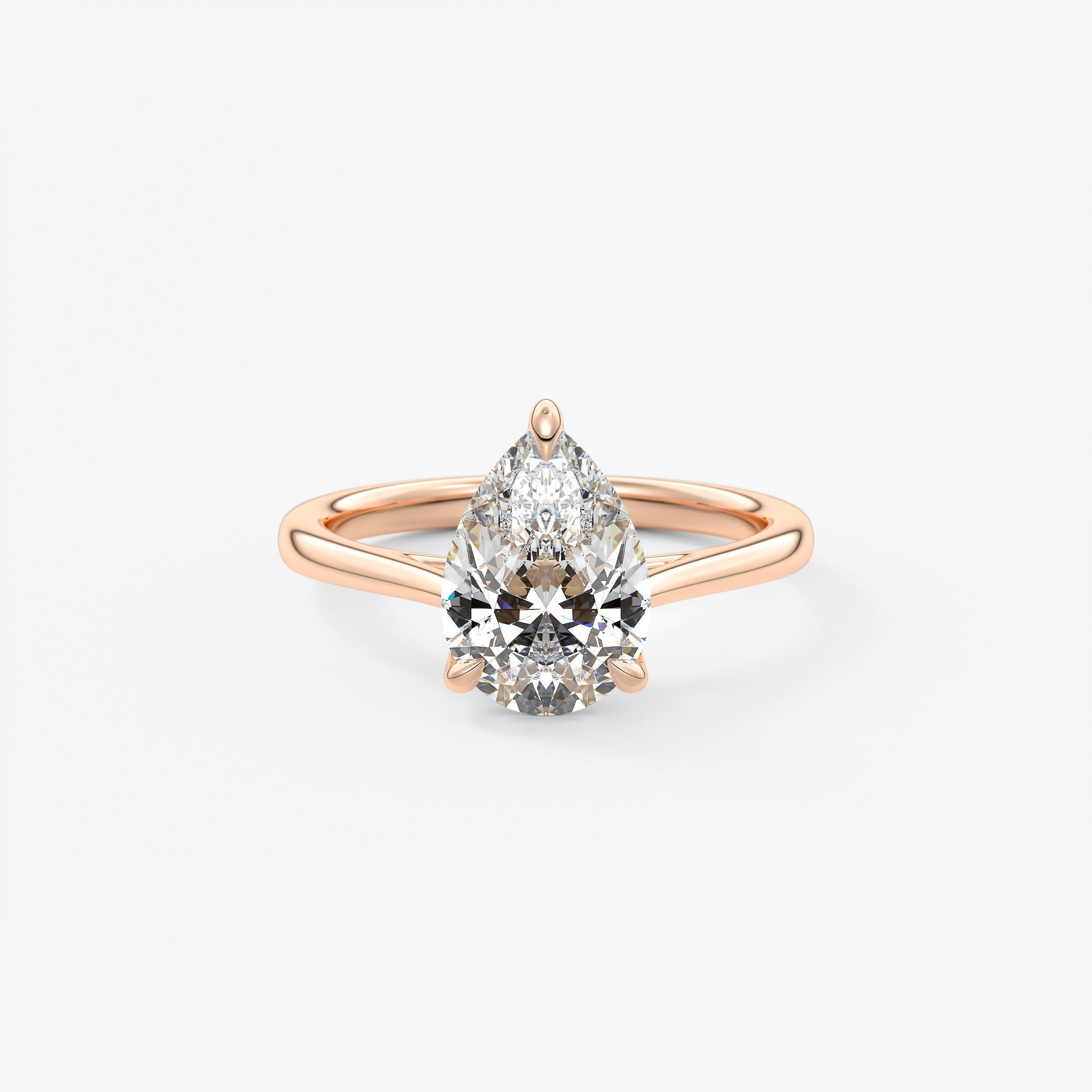 Pear Solitaire Cathedral Lab Grown Diamond Engagement Ring