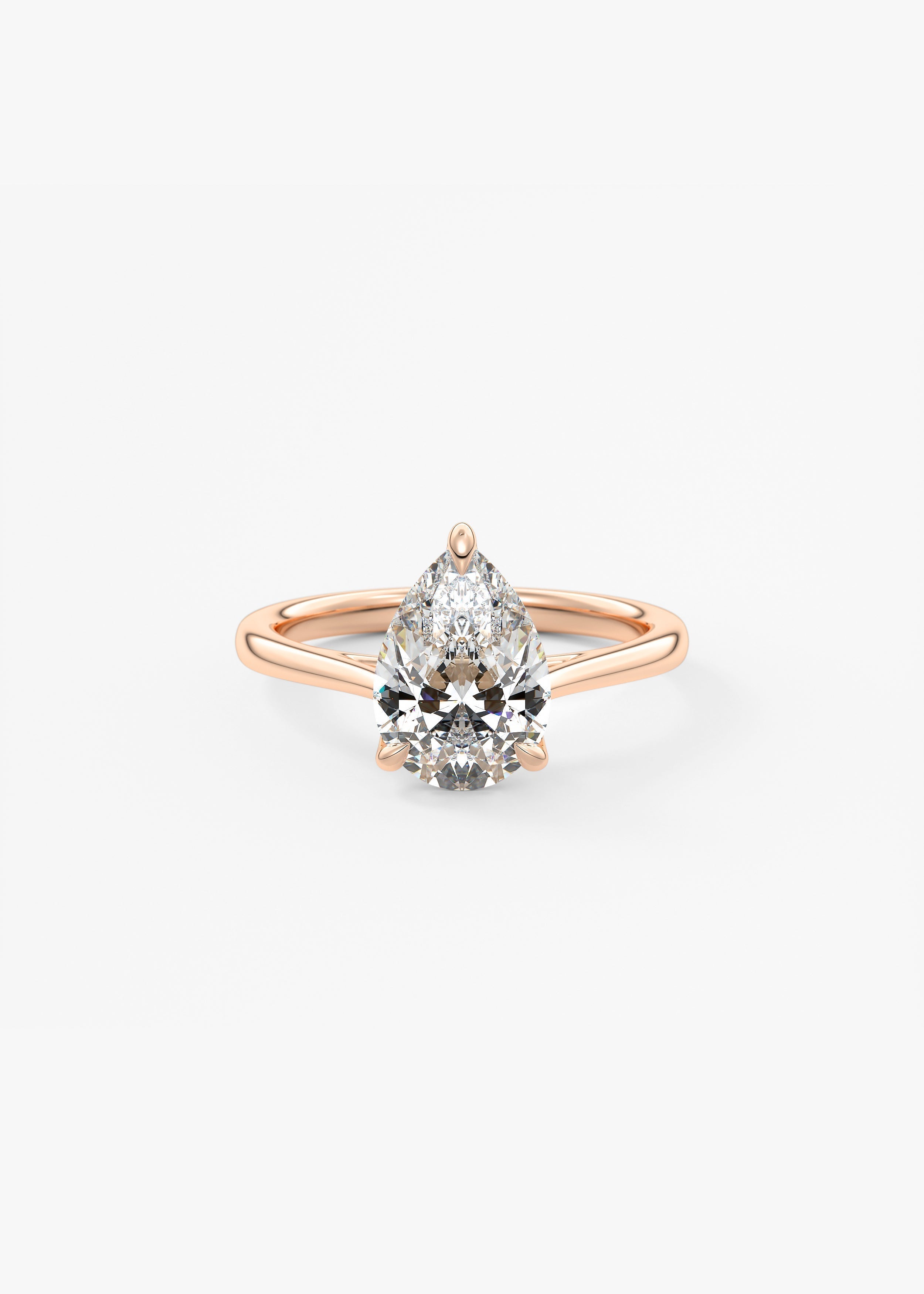 Pear Solitaire Cathedral Lab Grown Diamond Engagement Ring