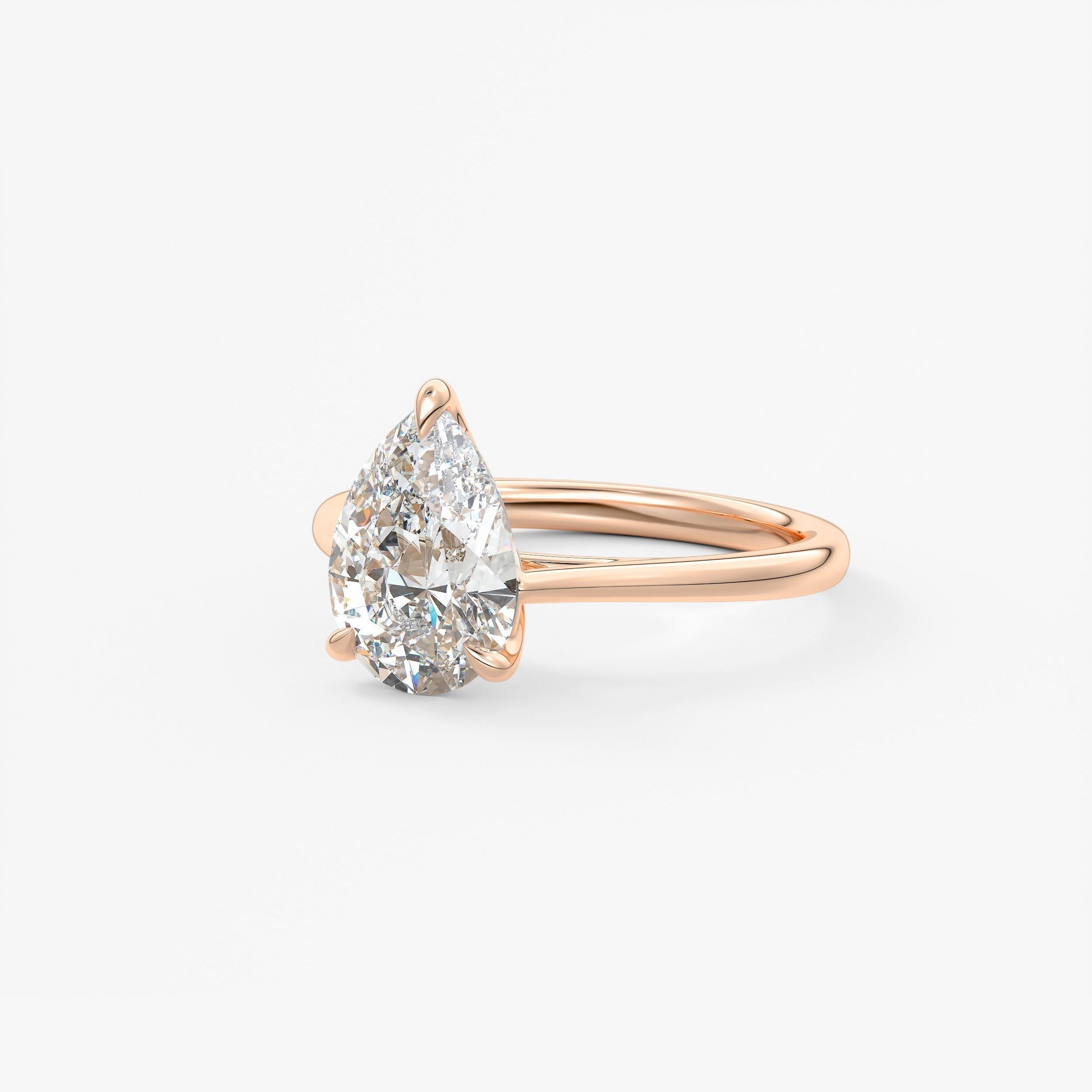 Pear Solitaire Cathedral Lab Grown Diamond Engagement Ring