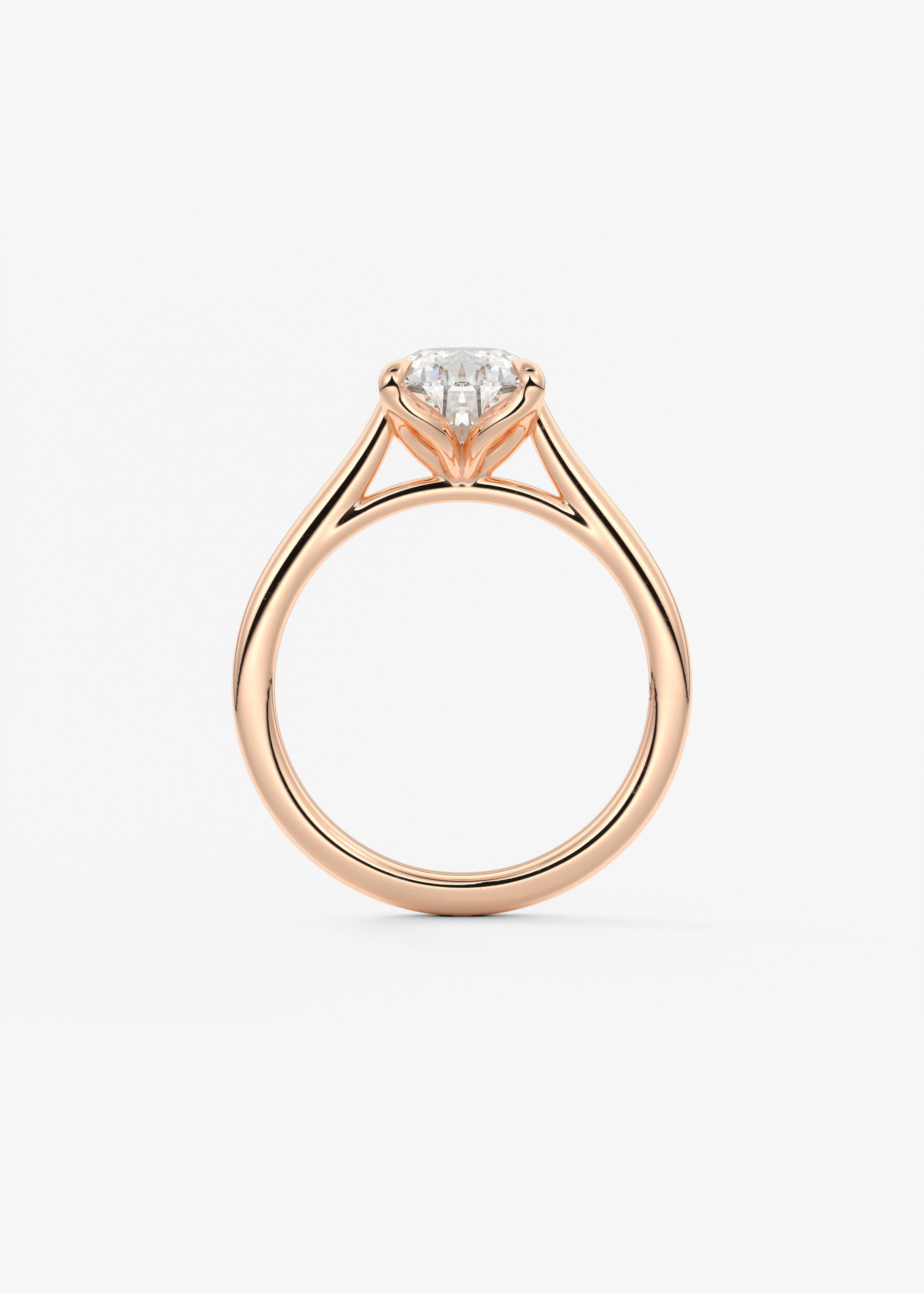 Pear Solitaire Cathedral Lab Grown Diamond Engagement Ring