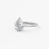 Pear Solitaire Cathedral Lab Grown Diamond Engagement Ring