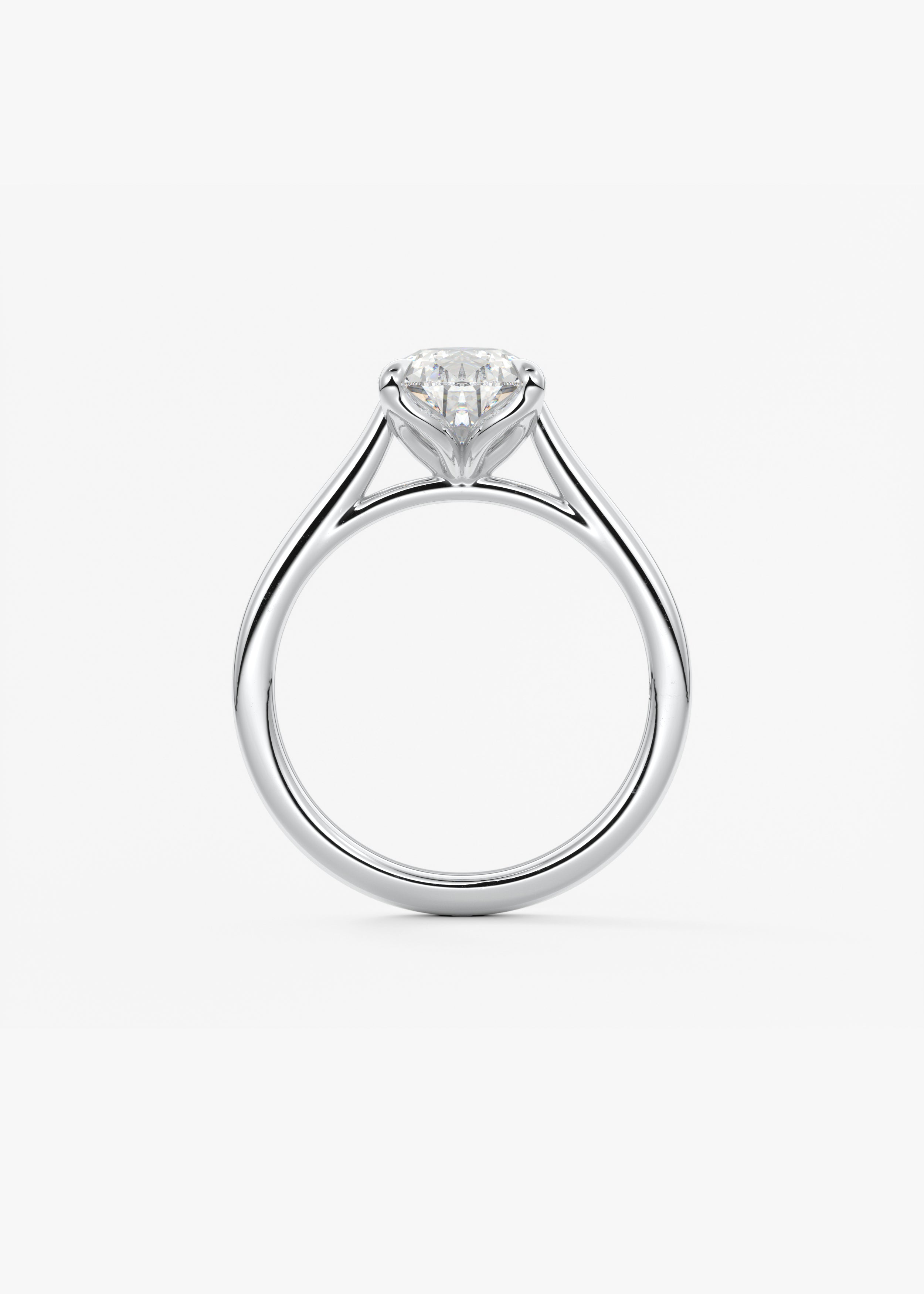 Pear Solitaire Cathedral Lab Grown Diamond Engagement Ring