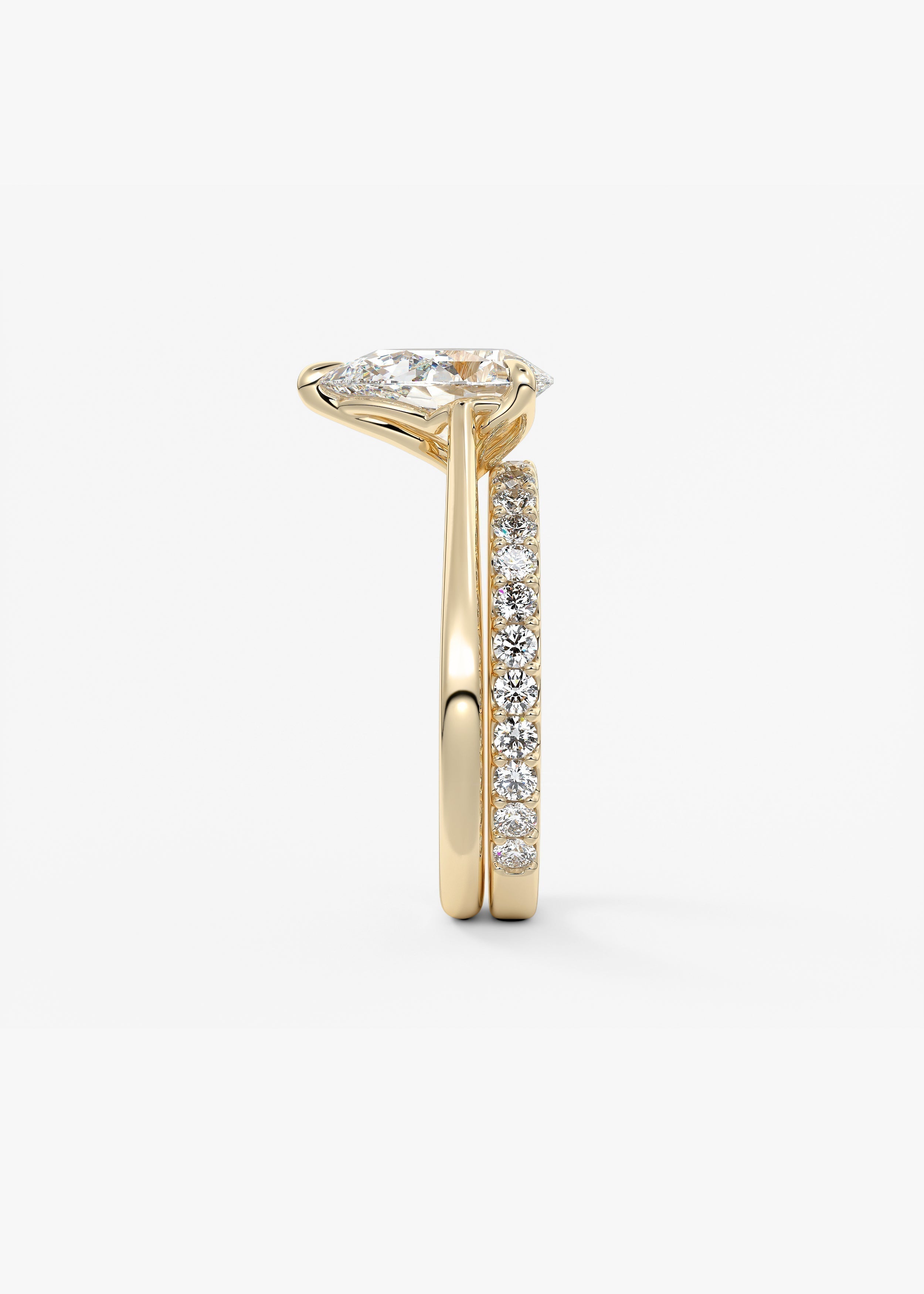 Pear Solitaire Cathedral Lab Grown Diamond Engagement Ring