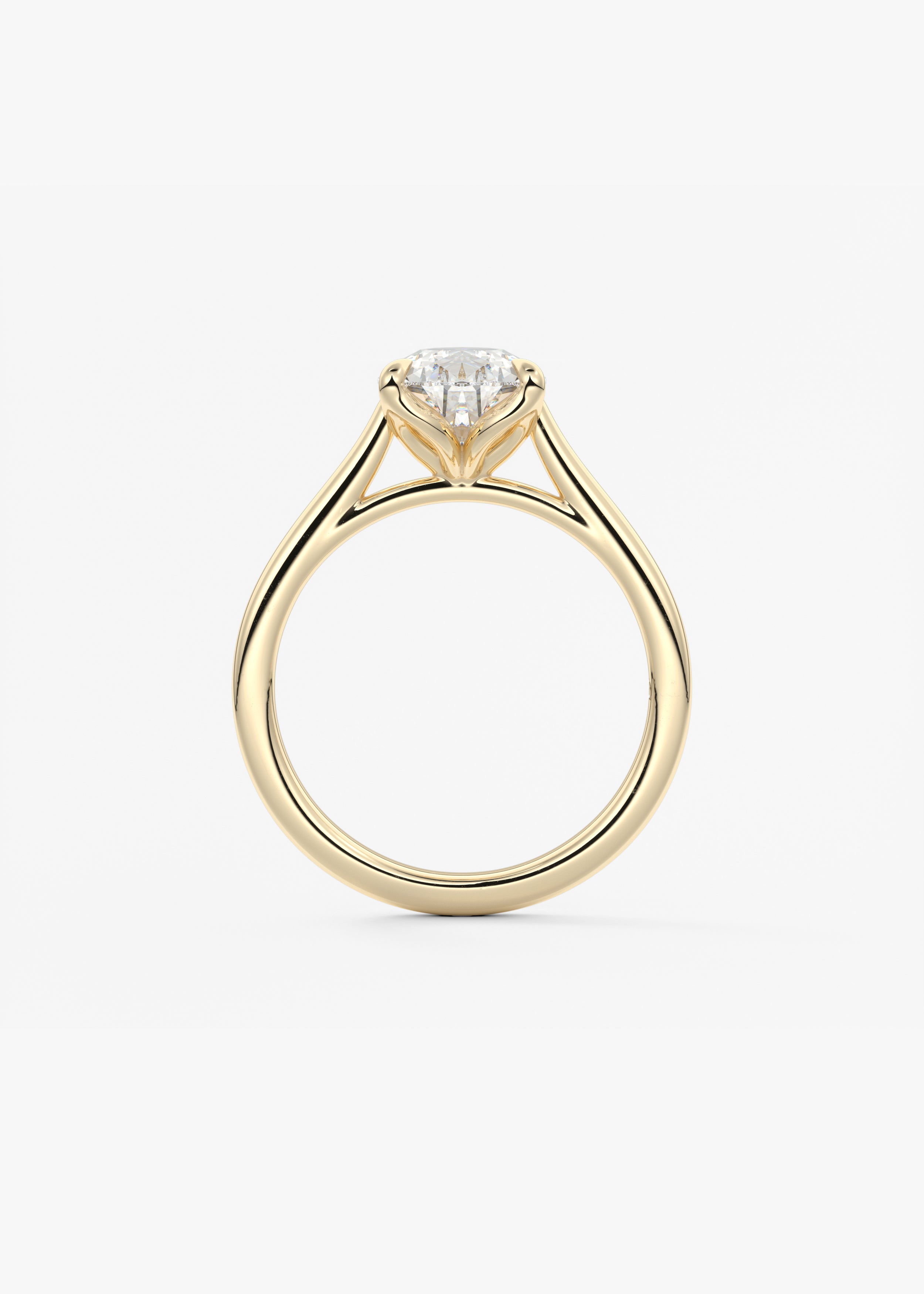 Pear Solitaire Cathedral Lab Grown Diamond Engagement Ring