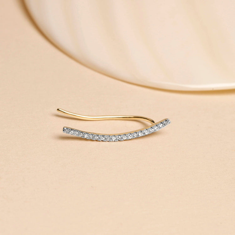0.20 TCW Round Cut Moissanite Climber Earrings in Gold 1