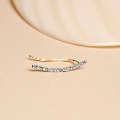 0.20 TCW Round Cut Moissanite Climber Earrings in Gold 1