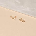 0.40 TCW Round Cut Moissanite Climber Earrings in Gold 7