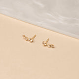 0.40 TCW Round Cut Moissanite Climber Earrings in Gold 7