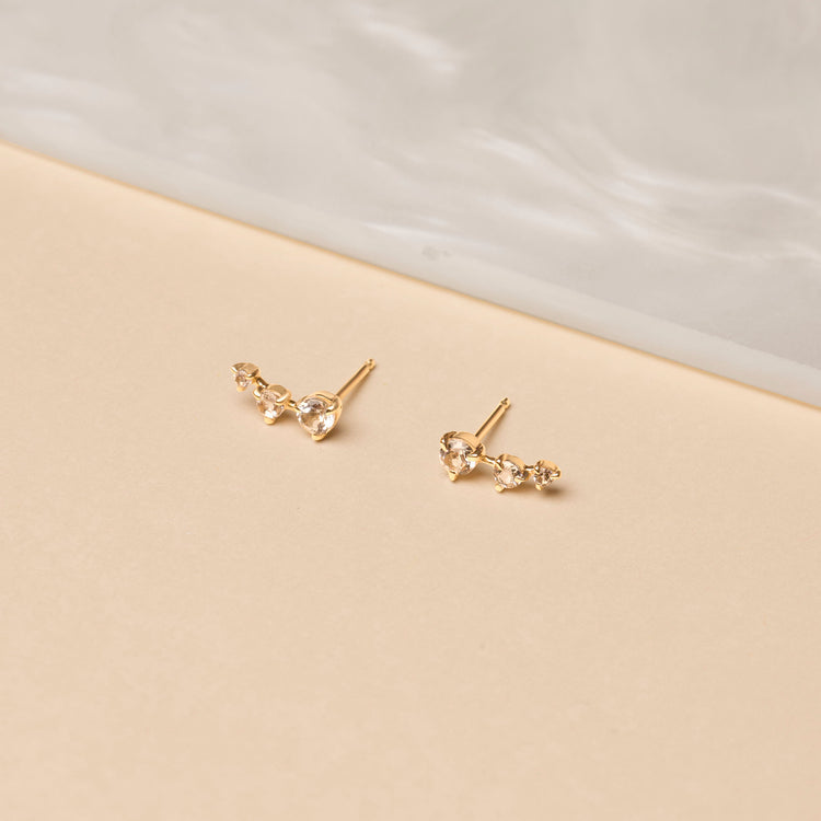 0.40 TCW Round Cut Moissanite Climber Earrings in Gold 7
