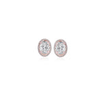 0.75 TCW Oval & Round Cut Moissanite Halo Earrings in Gold 1