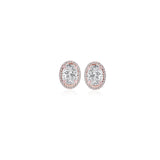 0.75 TCW Oval & Round Cut Moissanite Halo Earrings in Gold 1