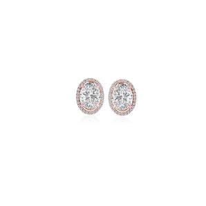 0.75 TCW Oval & Round Cut Moissanite Halo Earrings in Gold