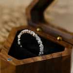 Stunning 0.3 CT Round & Marquise Moissanite Stones Wedding Band 4