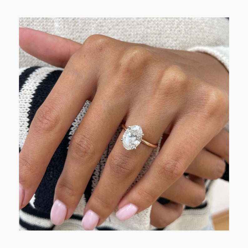 Stunning 2.5 CT Oval Moissanite Engagement Ring in Hidden Halo Design 5